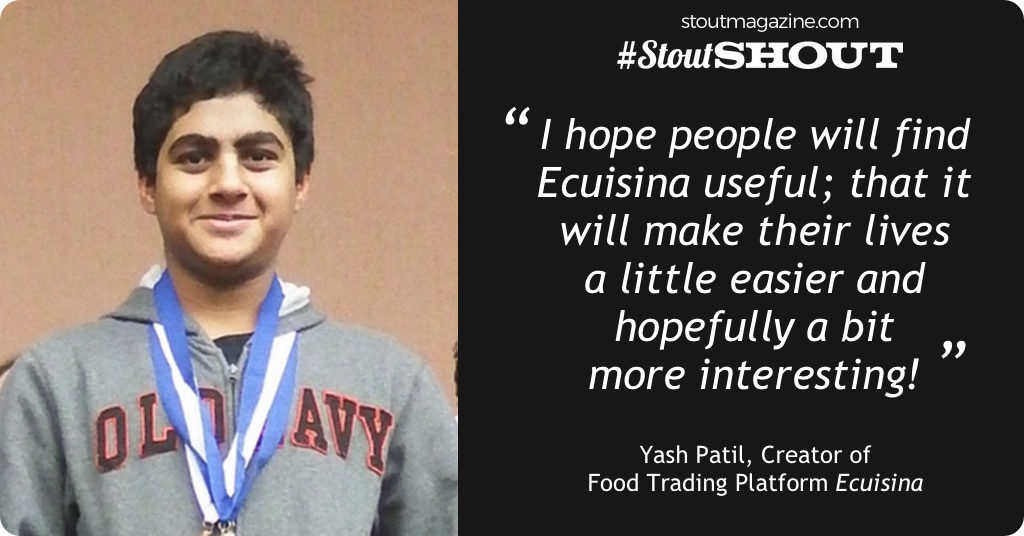 #StoutShout To Young Innovator Yash Patil, Creator of Food Trading Platform Ecuisina